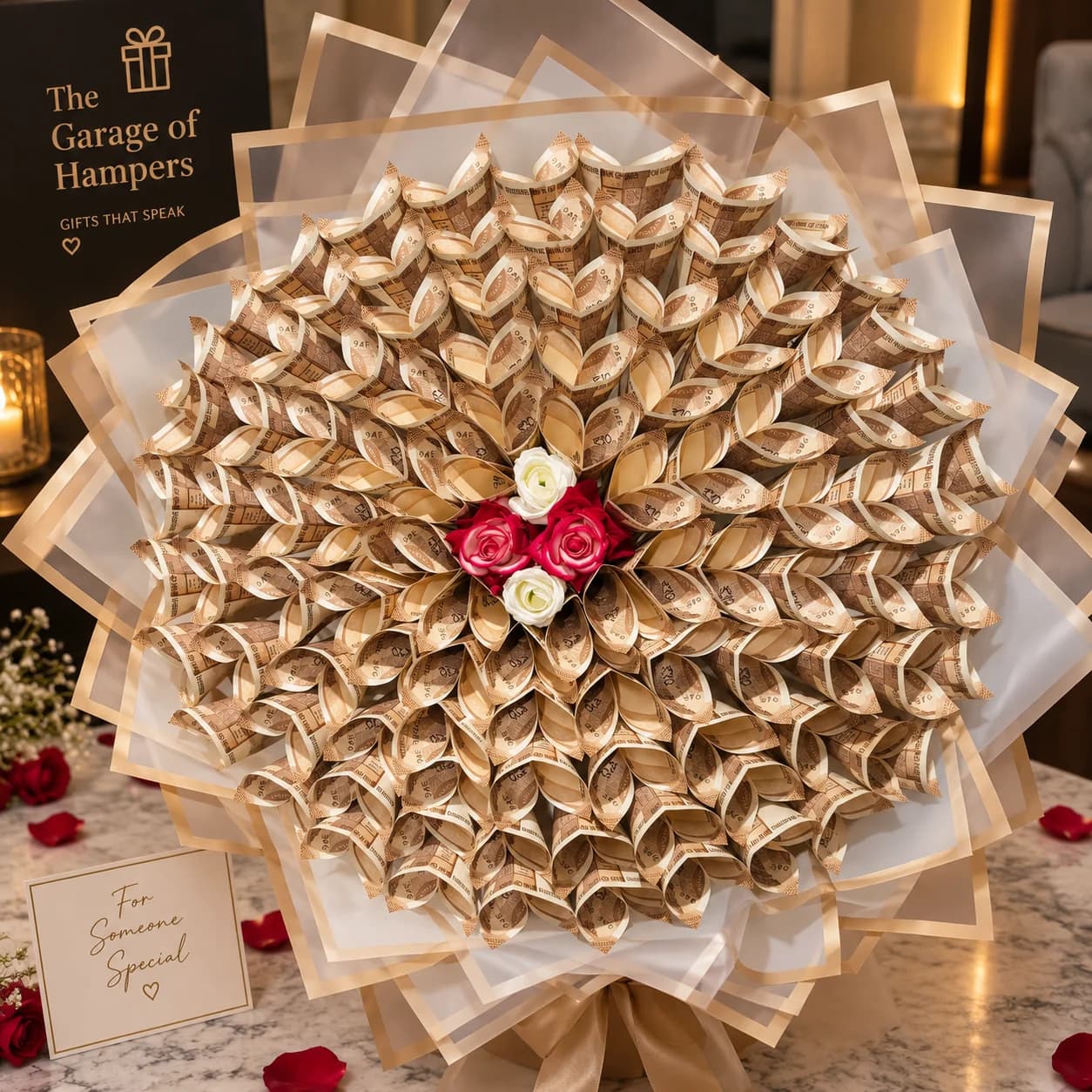 Money Flower Bouquet Rose Centerpiece